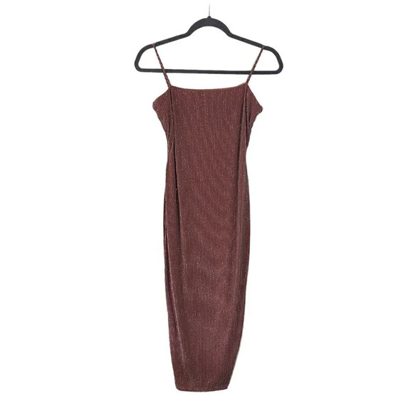 Windsor Metallic Striped Bodycon Dress Size Medium Sleeveless Midi Cocktail - Picture 1 of 10